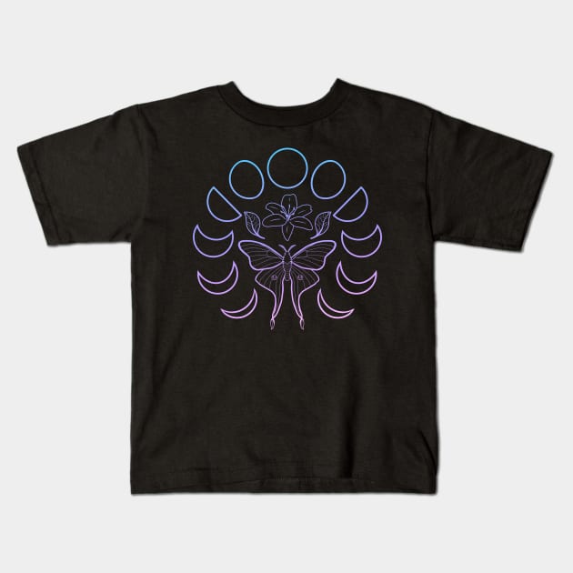 Moon Moth Kids T-Shirt by Luna-Cooper